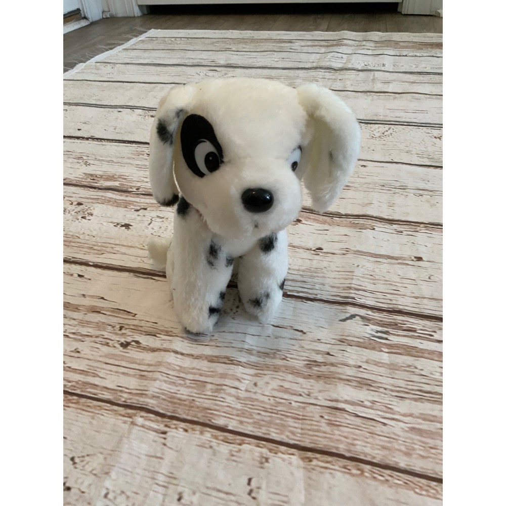 Disney 101 Dalmatians Plush Pongo Stuffed Animal White Black Spotted Dog Vintage
